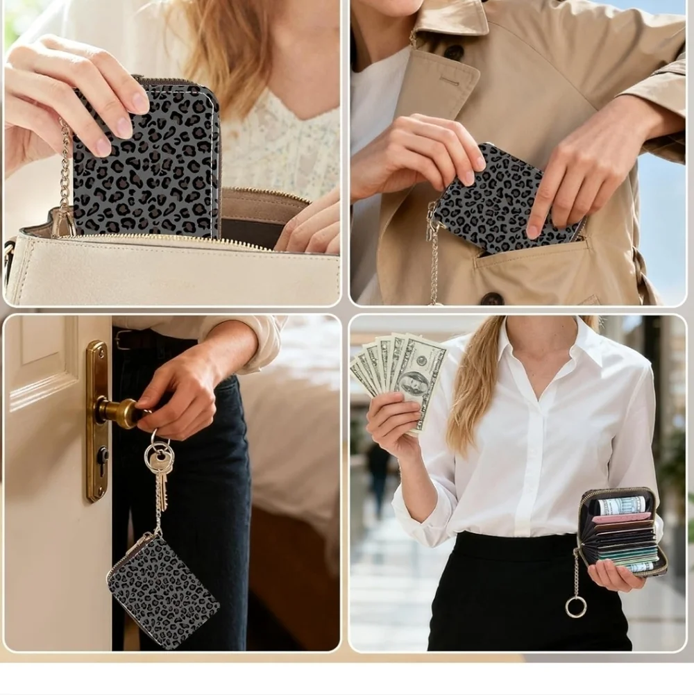 Leopard Print Card Holder Wallet
